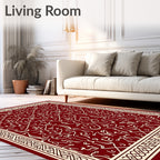 Deep Crimson Arabesque Filigree Rug