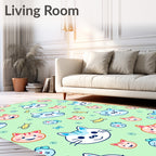 Cute Cat and Fish Friends Rug