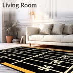 Black Yellow Field Scoreboard Graphic Rug