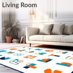 Alphabetical Geometric Bold Orange Aqua Rug
