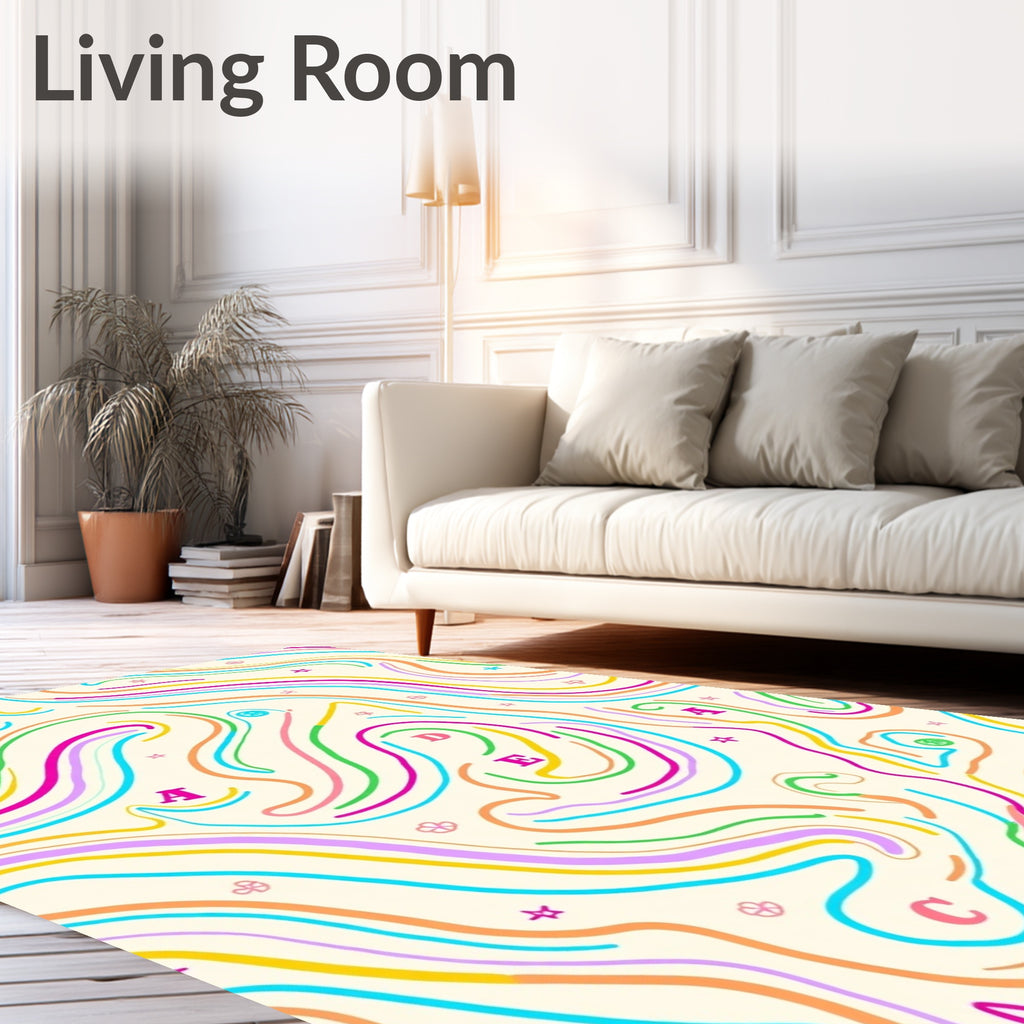 Colorful Abstract Swirls Graphic Rug