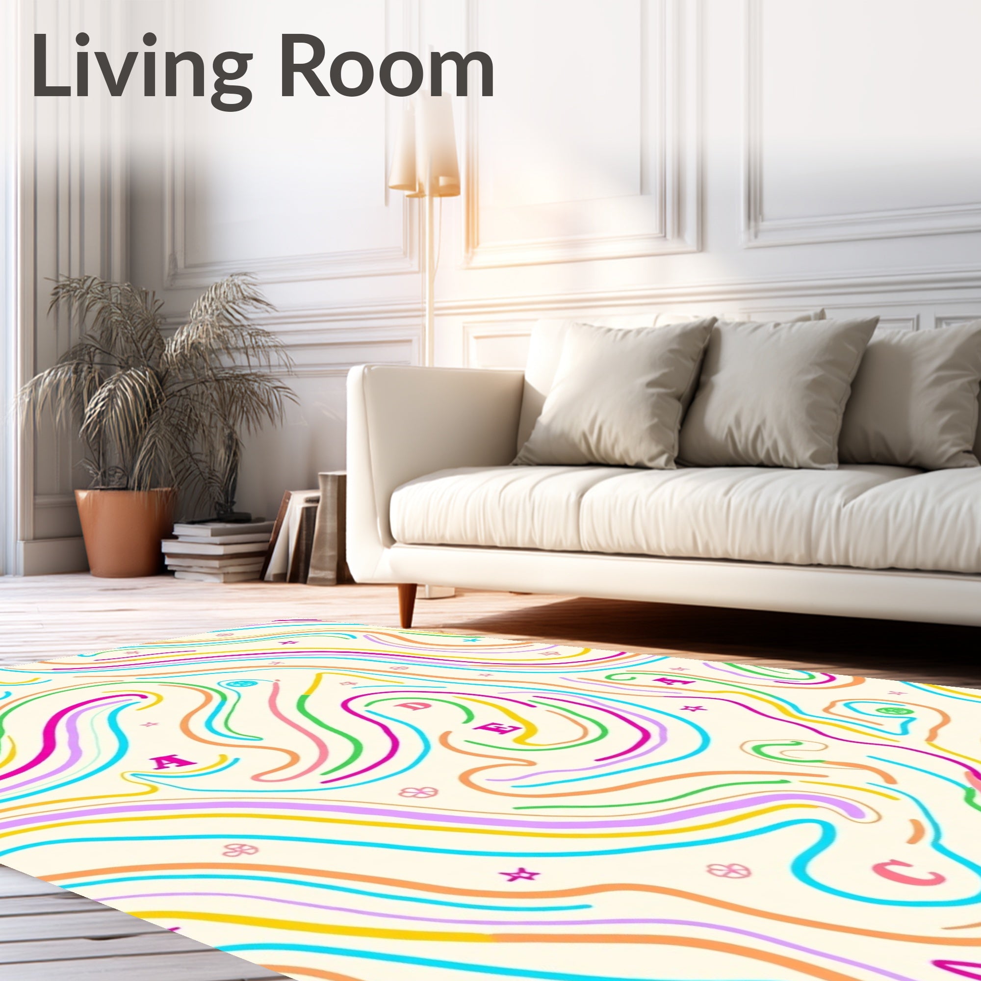 Colorful Abstract Swirls Graphic Rug