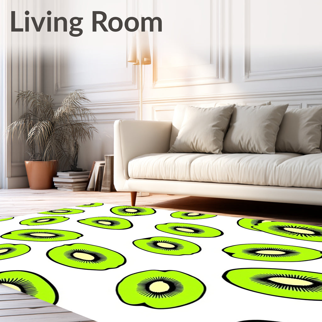 Vibrant Green Kiwi Slices Rug