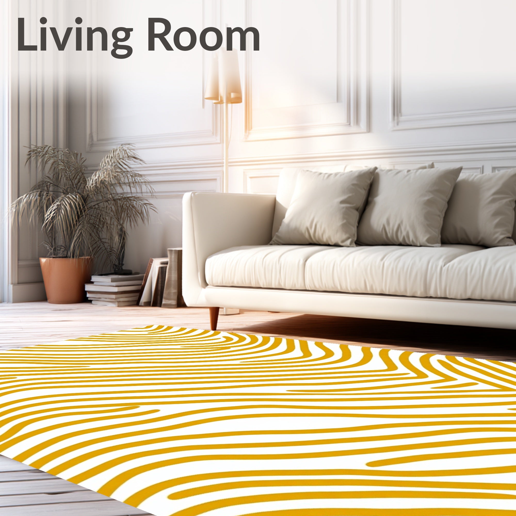 Golden Wavy Stripes Rug