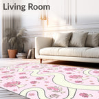 Whimsical Pink Tree Flowers River Rug