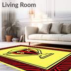 Bold Red Black Trophy Yellow Frame Rug