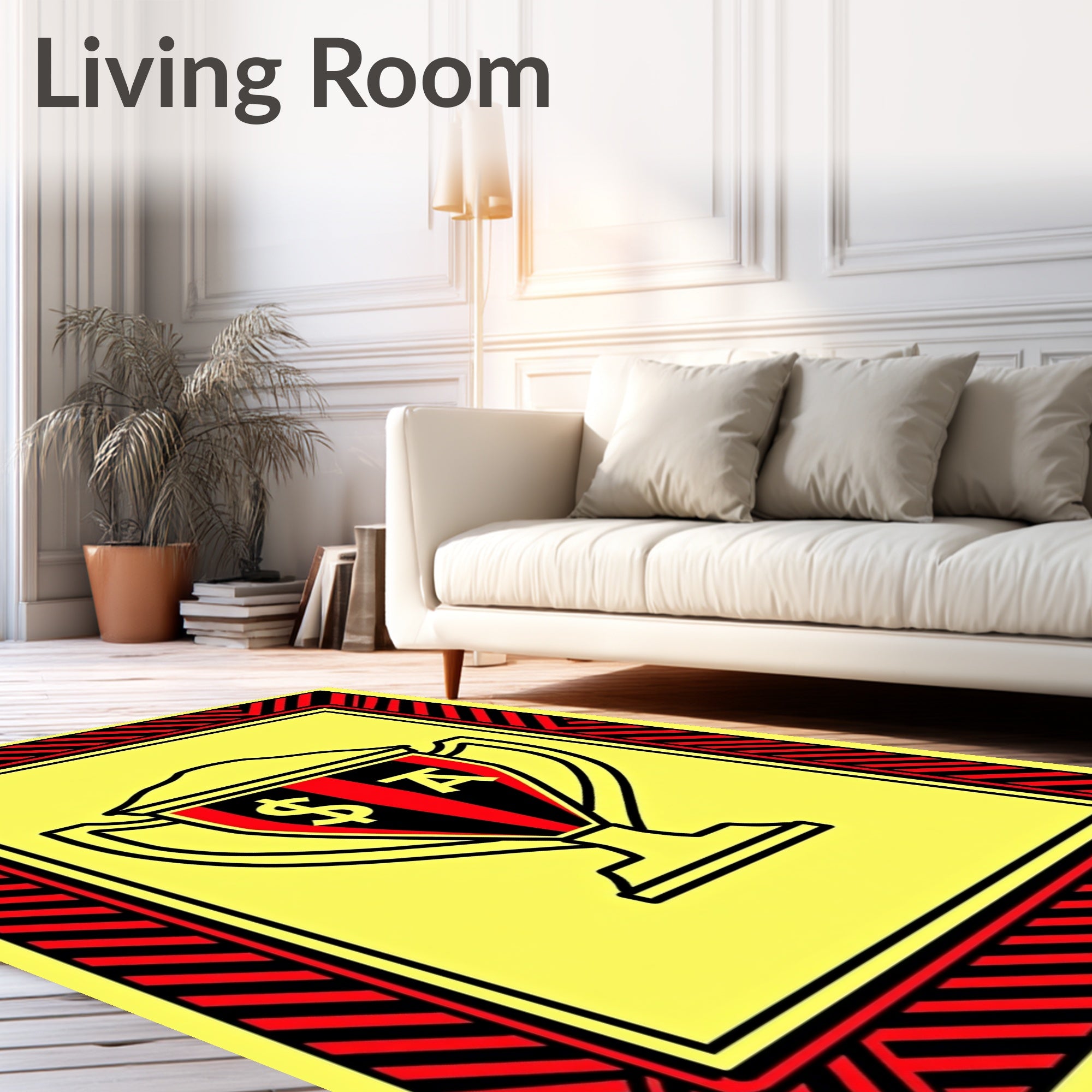 Bold Red Black Trophy Yellow Frame Rug