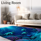 Oceanic Blue Sea Turtle Turtles Scene Rug