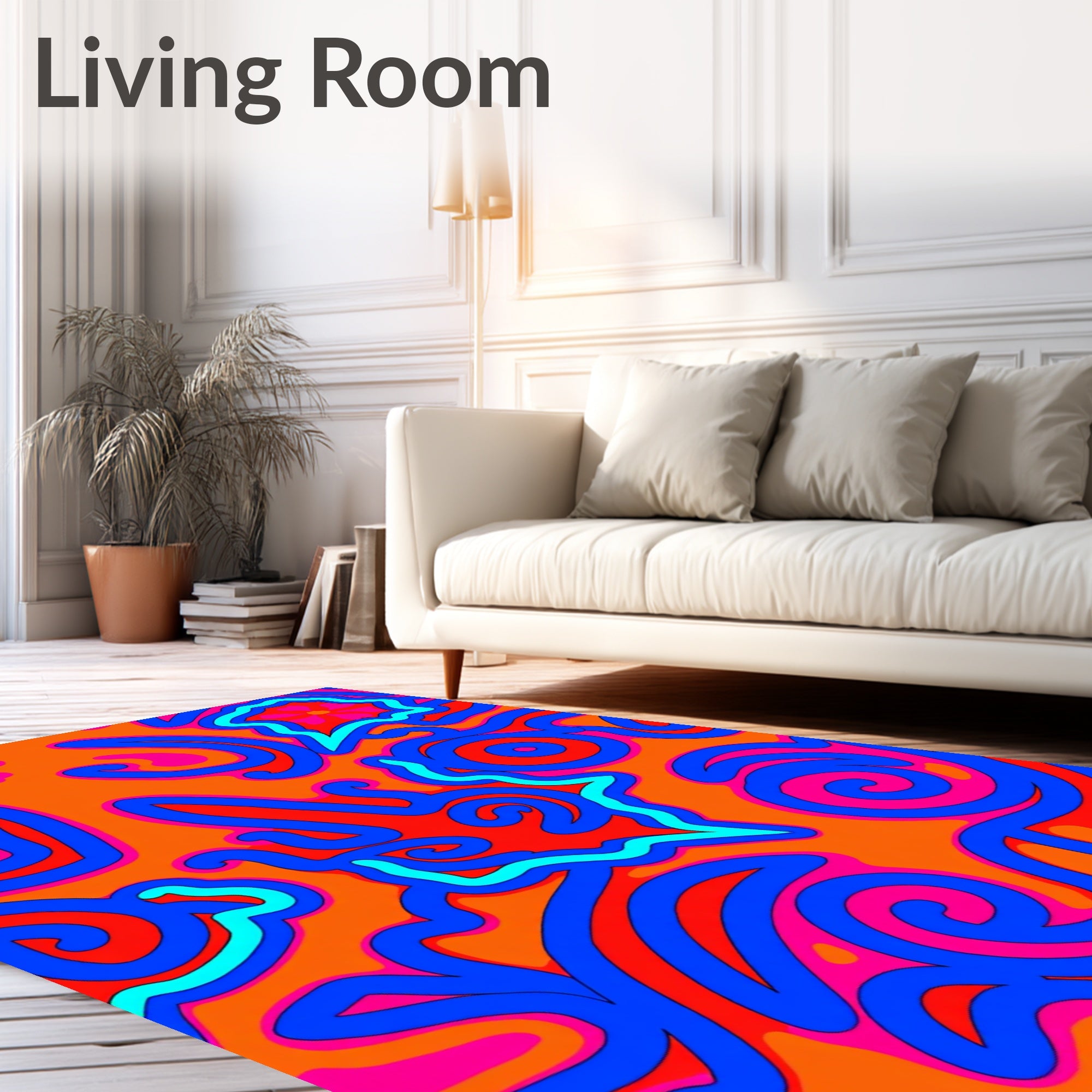 Vibrant Retro Psychedelic Swirls Rug