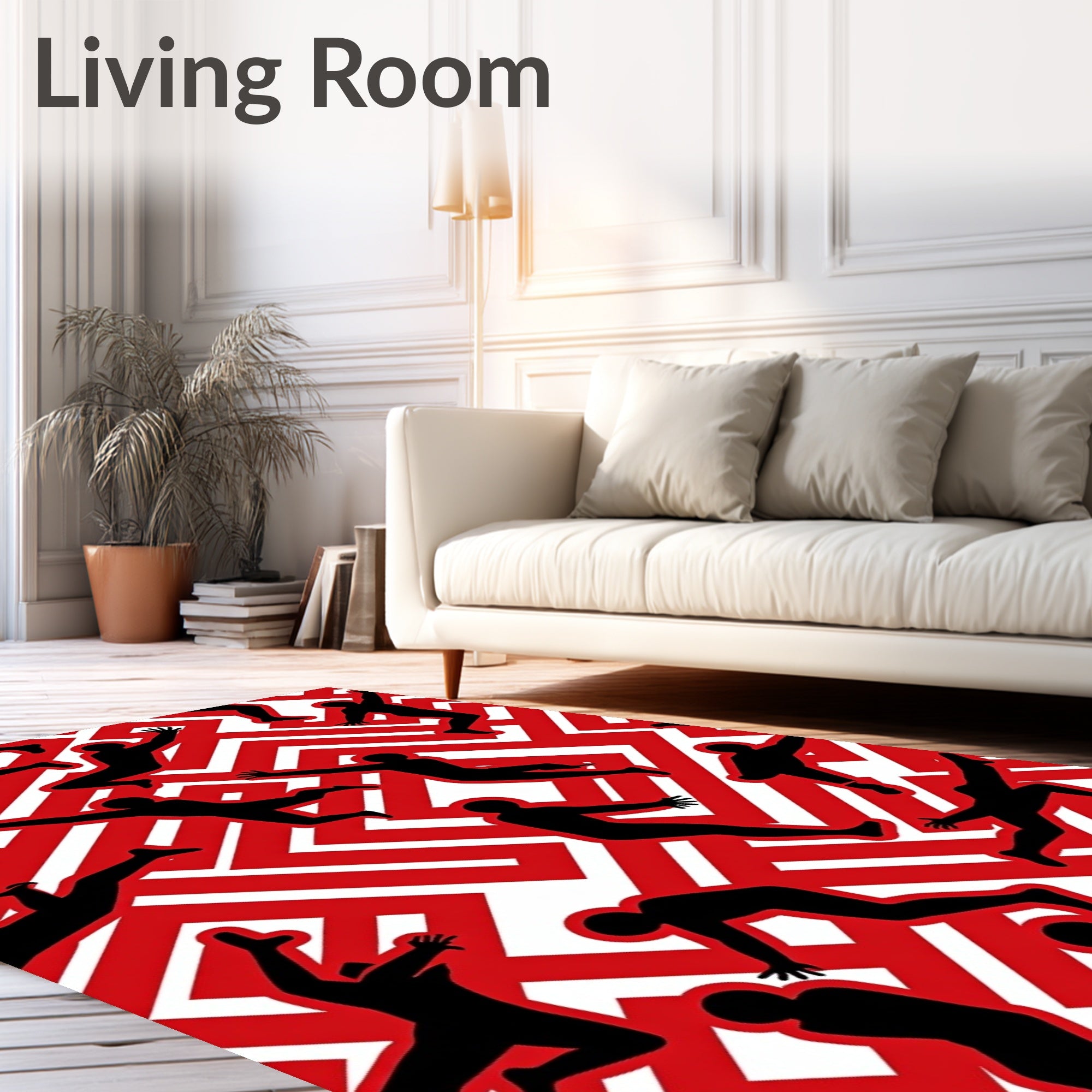 Crimson Maze Figures Rug