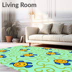 Whimsical Smiley Face Swirls Rug