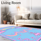 Whimsical Pink Bunny Rainbow Dream Rug