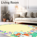 Whimsical Fox Floral Garden Frame Rug