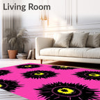 Vibrant Hot Pink Sunburst Eye Rug