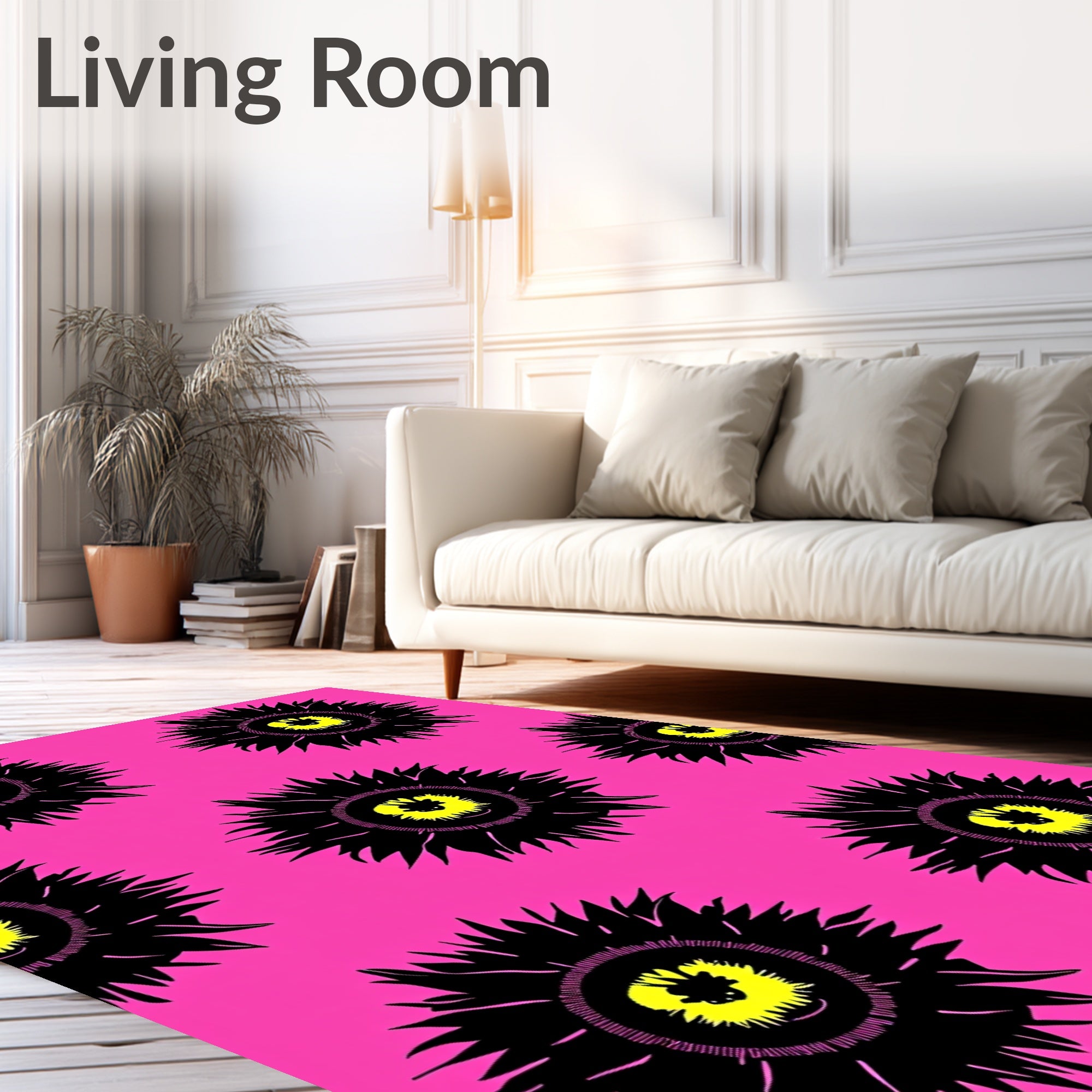 Vibrant Hot Pink Sunburst Eye Rug