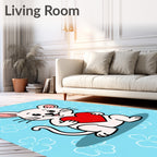 Cute White Mouse Red Heart Background Rug