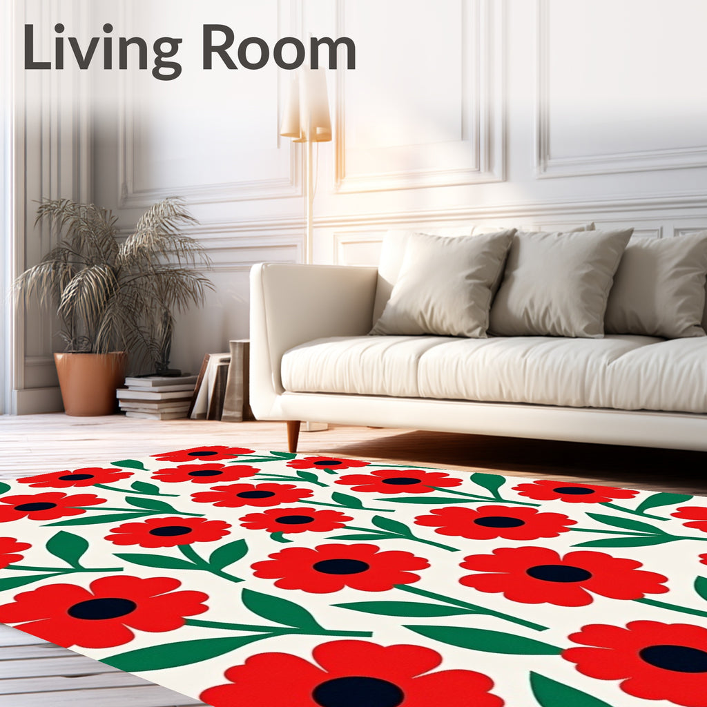 Bold Scarlet Bloom Composition Rug
