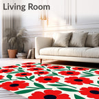 Bold Scarlet Bloom Composition Rug