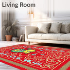 Childish Lion Alphabet Border Red Rug