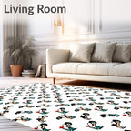 Abstract Whimsical Penguin Family Rendition Rug