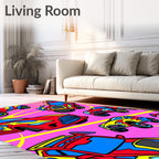 Vibrant Red Blue Yellow Car Collection Rug