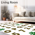 Bold Black Yellow Zebra Alphabet Rug