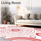 Crimson Concentric Mandala Circles Rug
