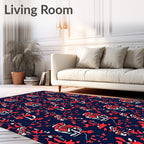 Red White Blue Sailor Motif Repeating Rug