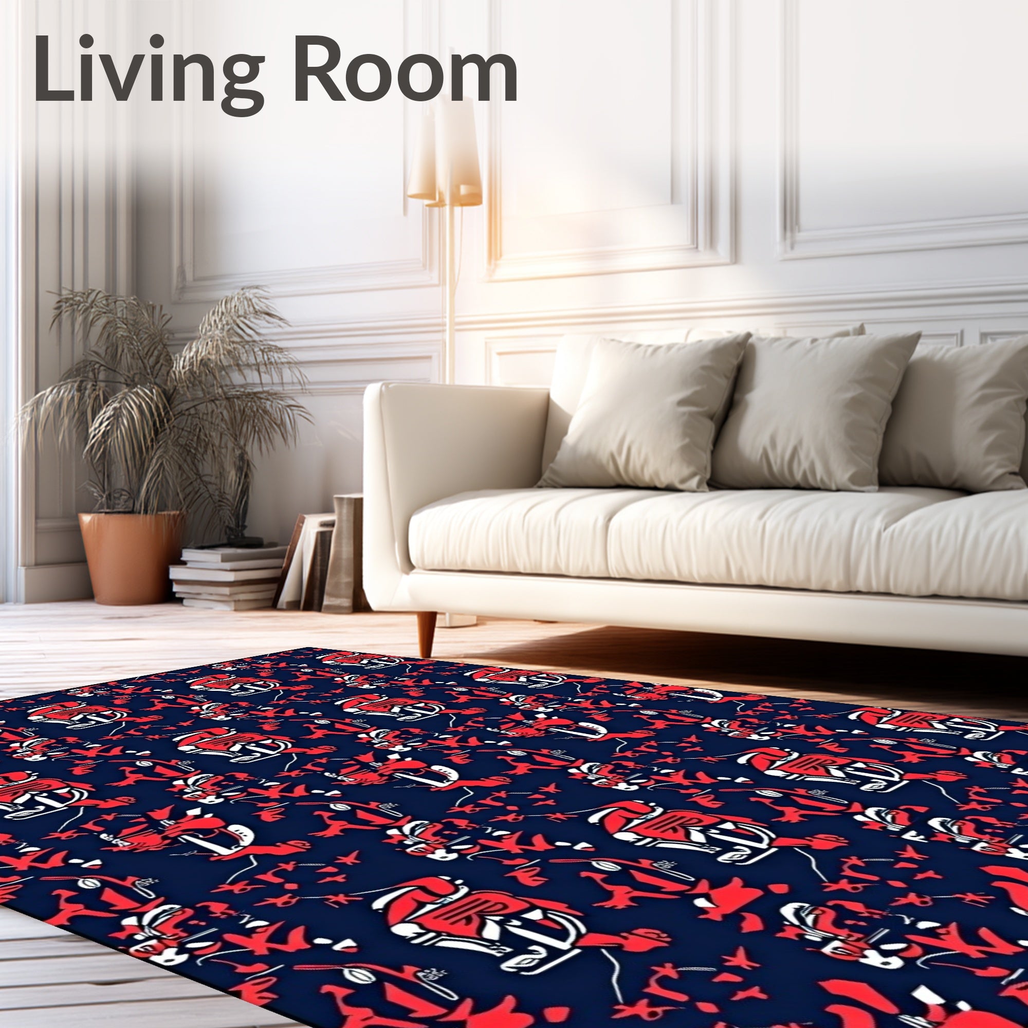 Red White Blue Sailor Motif Repeating Rug
