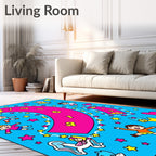 Whimsical Kids Star Hearts Playful Numbers Rug