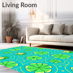 Whimsical Frog Lilypad Swirls Rug