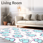 Cute Blue Cloud Raindrop Sprinkle Rug