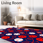 Red White Sports Balls Collection Rug