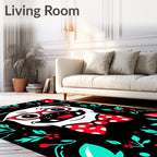 Whimsical Pug With Red Glasses Bowtie Rug