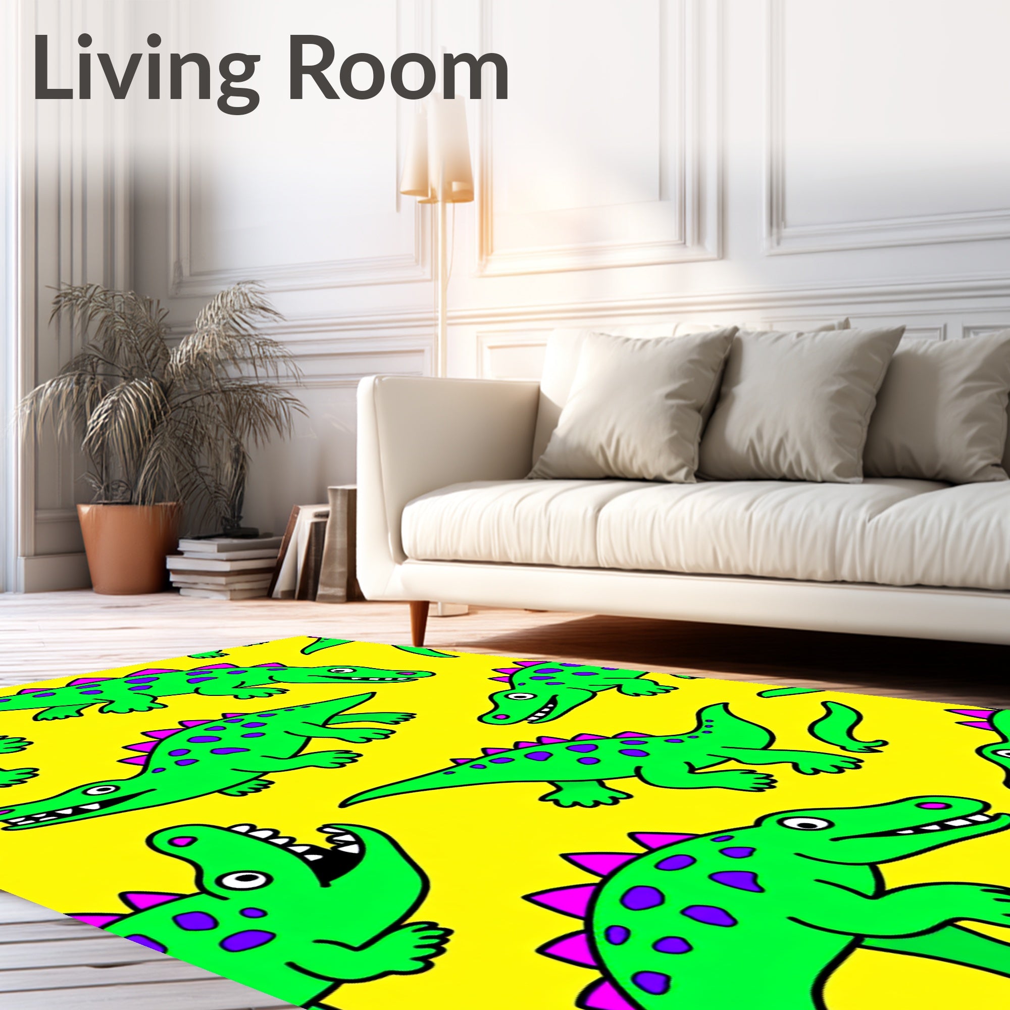 Bright Green Dinosaur Spots Rug