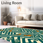 Orange Dogs Amidst Greenery Maze Rug