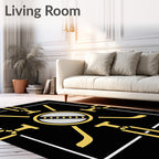 Modern Black Gold Geometric Sunburst Rug