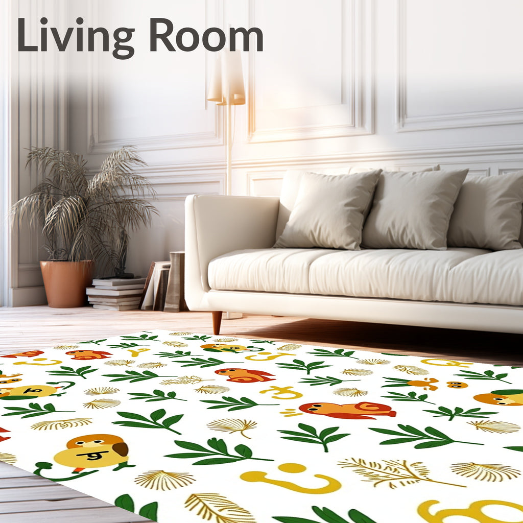 Whimsical Bird Garden Green Foliage Confetti Rug