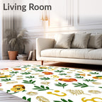 Whimsical Bird Garden Green Foliage Confetti Rug