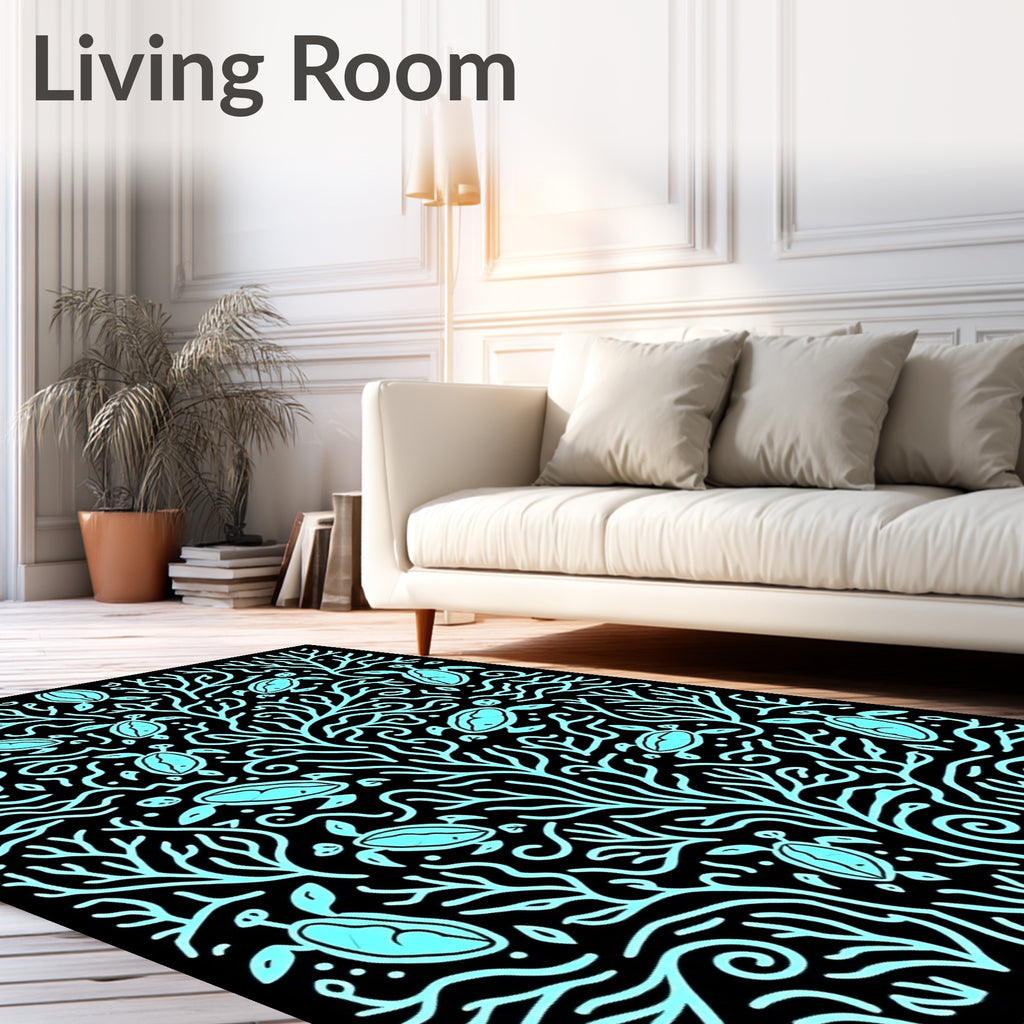 Aquatic Coral Turtle Scene Rug
