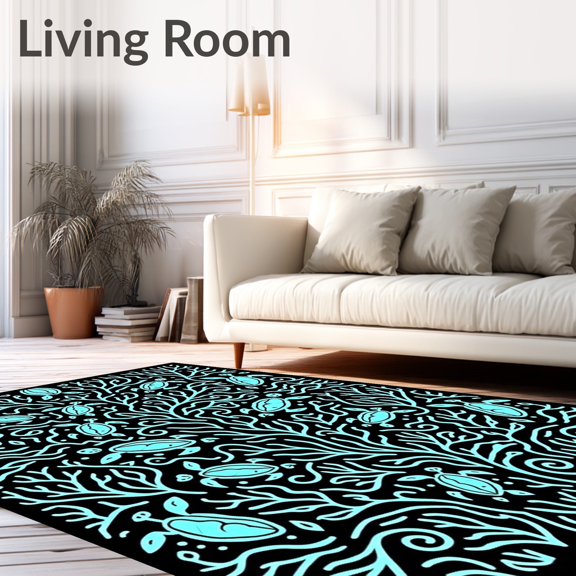 Aquatic Coral Turtle Scene Rug