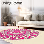 Vibrant Pink Mandala Circular Motif Rug