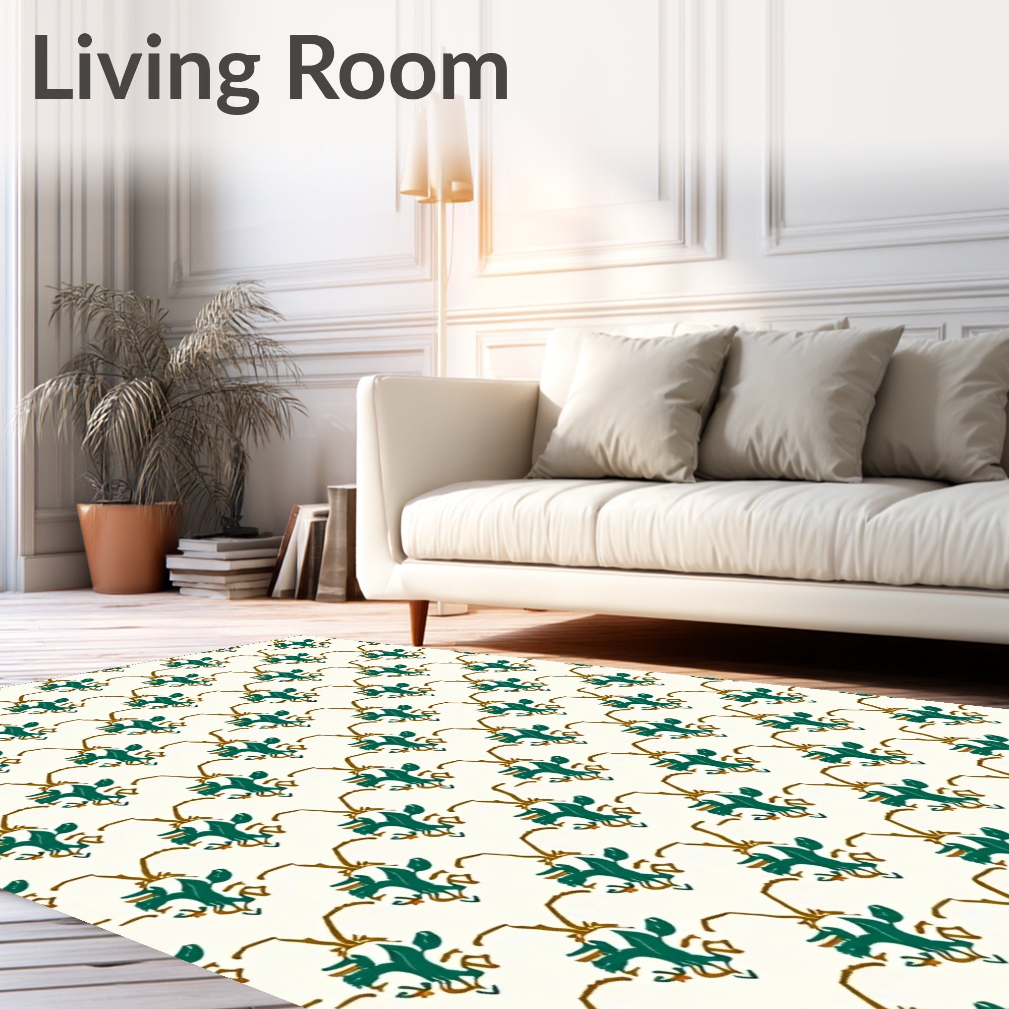 Emerald Gold Organic Floral Repeats Rug