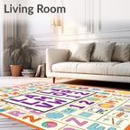 Retro Alphabet Grid Colorful Rug