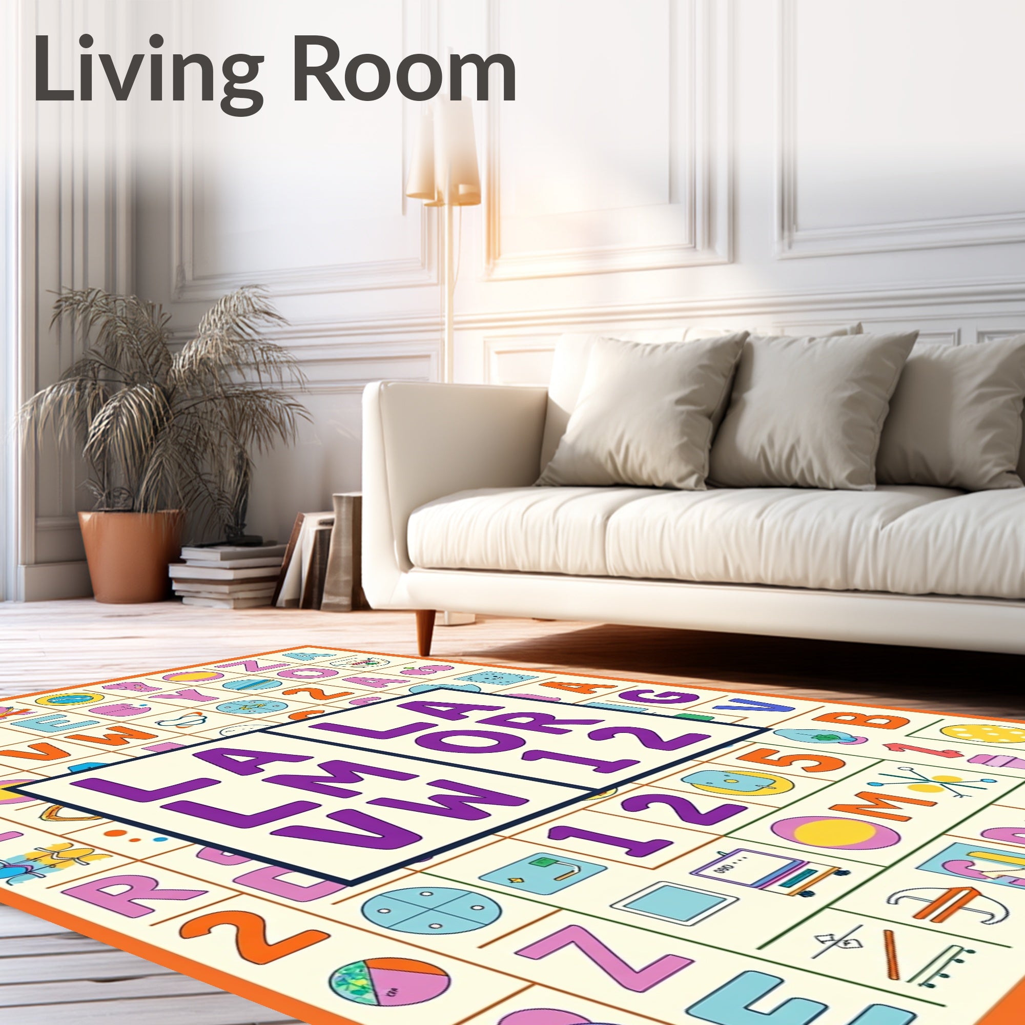 Retro Alphabet Grid Colorful Rug