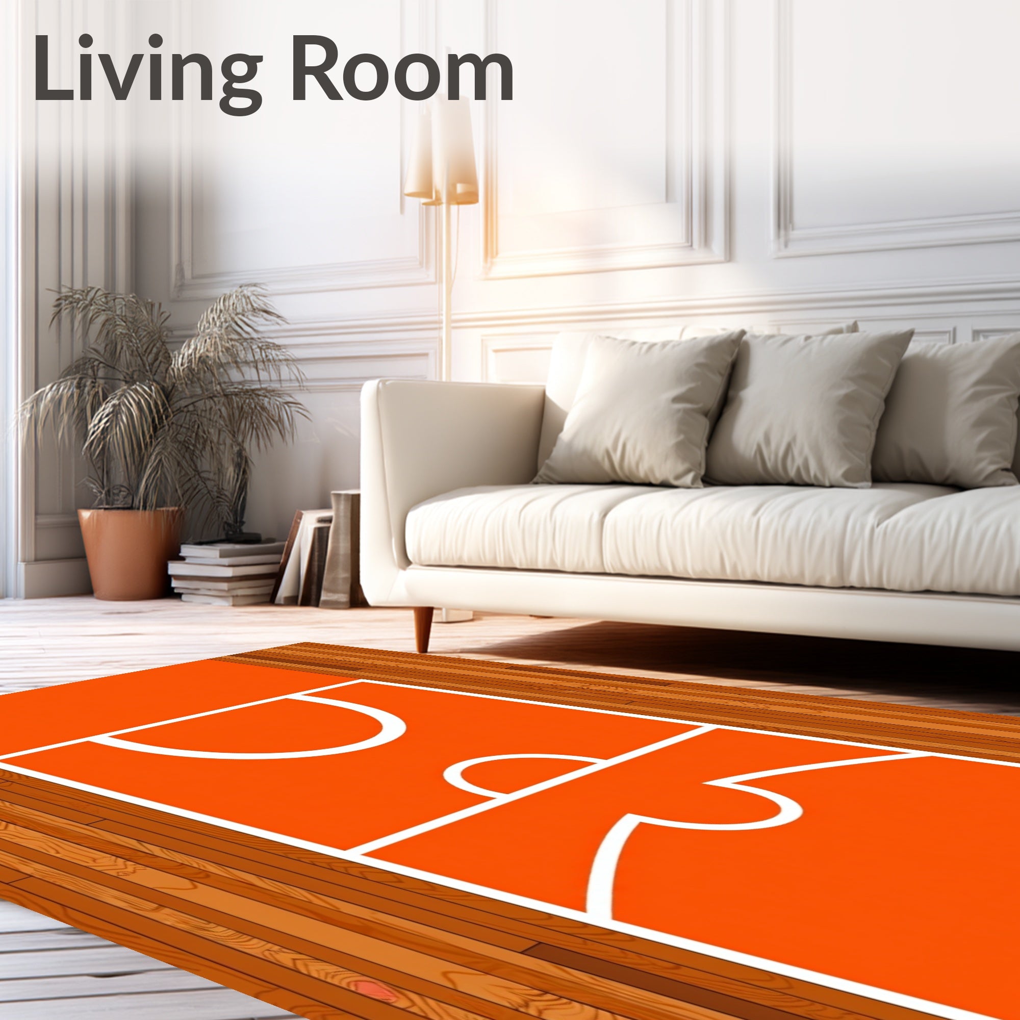 Orange Court Wood Border Rug