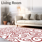 Deep Crimson Swirl Abstract Art Rug