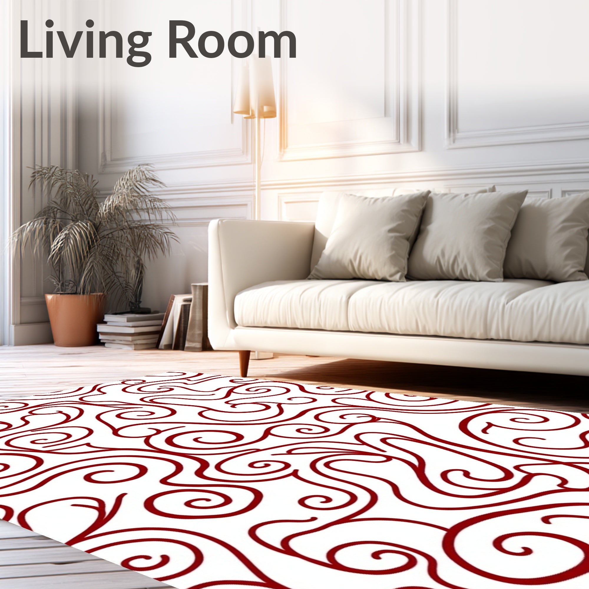 Deep Crimson Swirl Abstract Art Rug