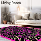Electric Pink Yellow Symmetrical Bloom Rug