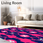 Bold Pink Navy Geometric Medallion Rug